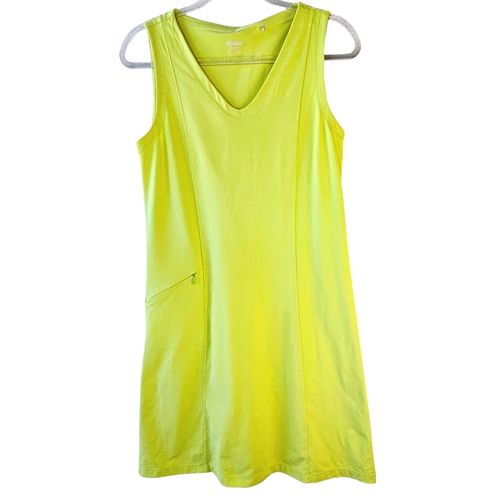 Toad & Co. Tech Tomboy Neon Green Sleeveless V-Neck Performance Dress Size S